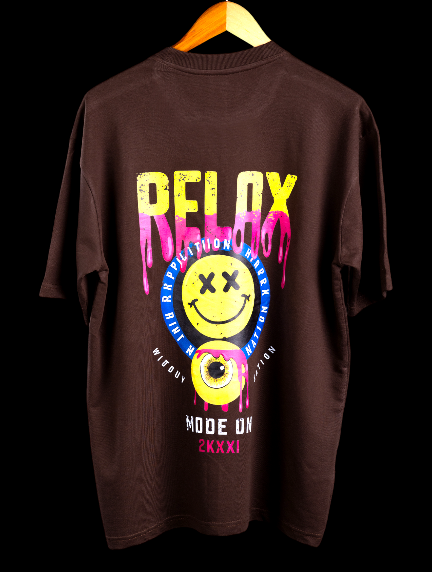 Relax Men’s & Women’s Printed Oversized T-shirt in Brown