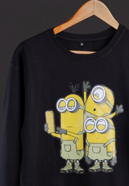 3 Idiots – Bob, Stuart & Kevin Black Printed Sweatshirt