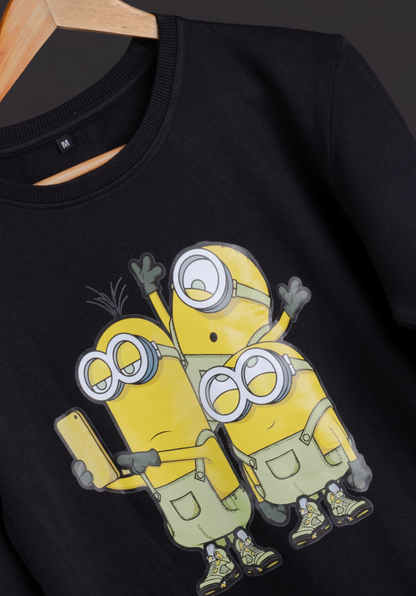 3 Idiots – Bob, Stuart & Kevin Black Printed Sweatshirt