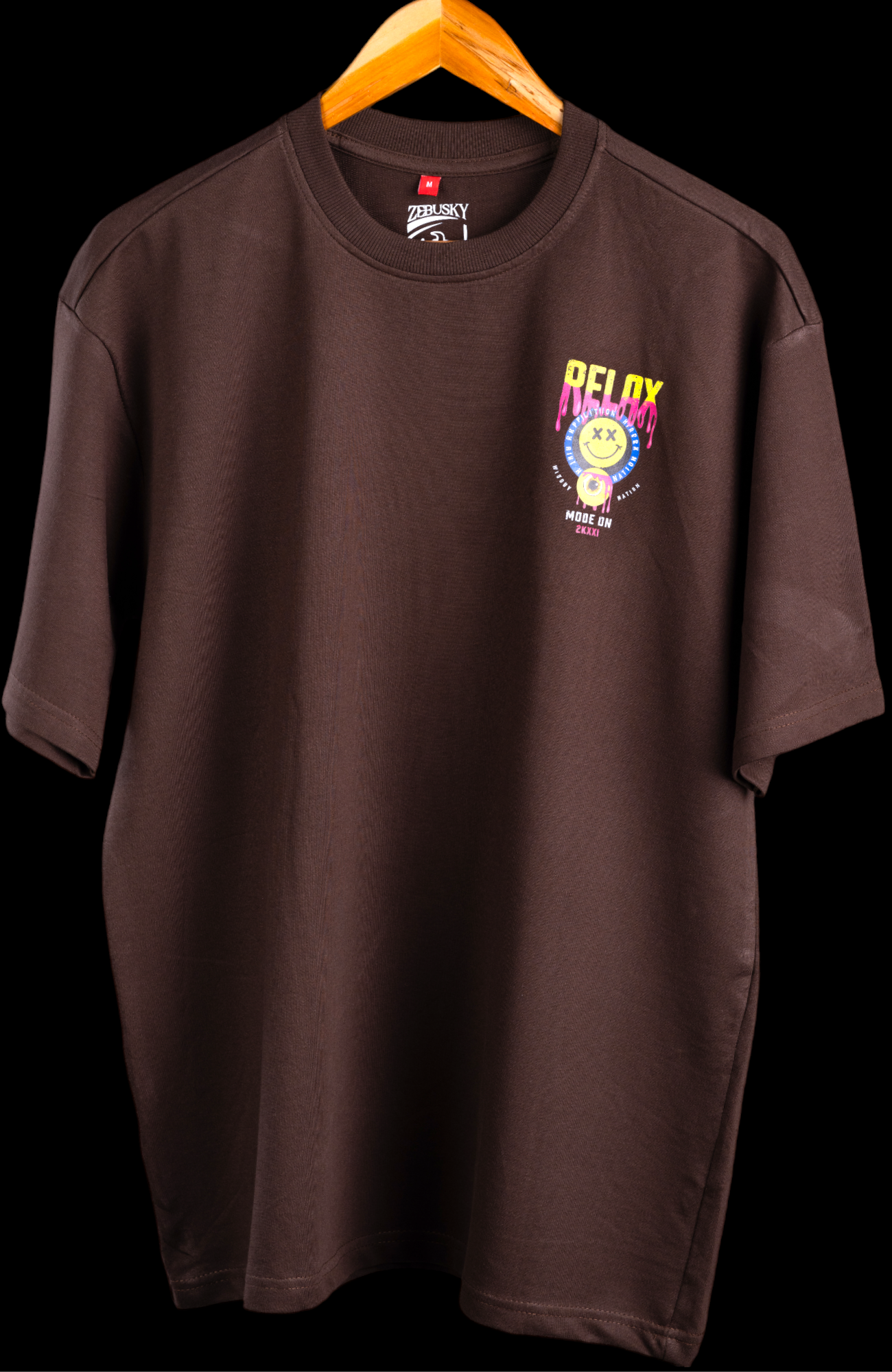 Relax Men’s & Women’s Printed Oversized T-shirt in Brown