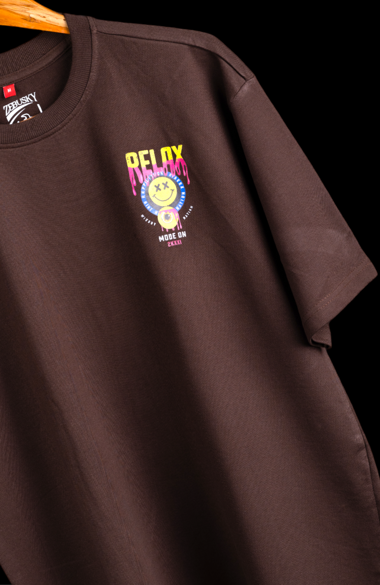 Relax Men’s & Women’s Printed Oversized T-shirt in Brown