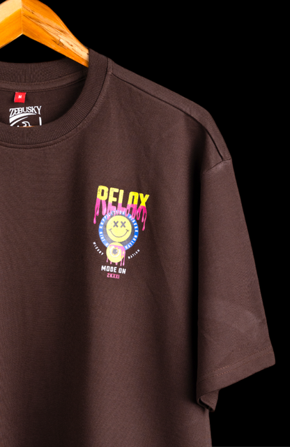 Relax Men’s & Women’s Printed Oversized T-shirt in Brown