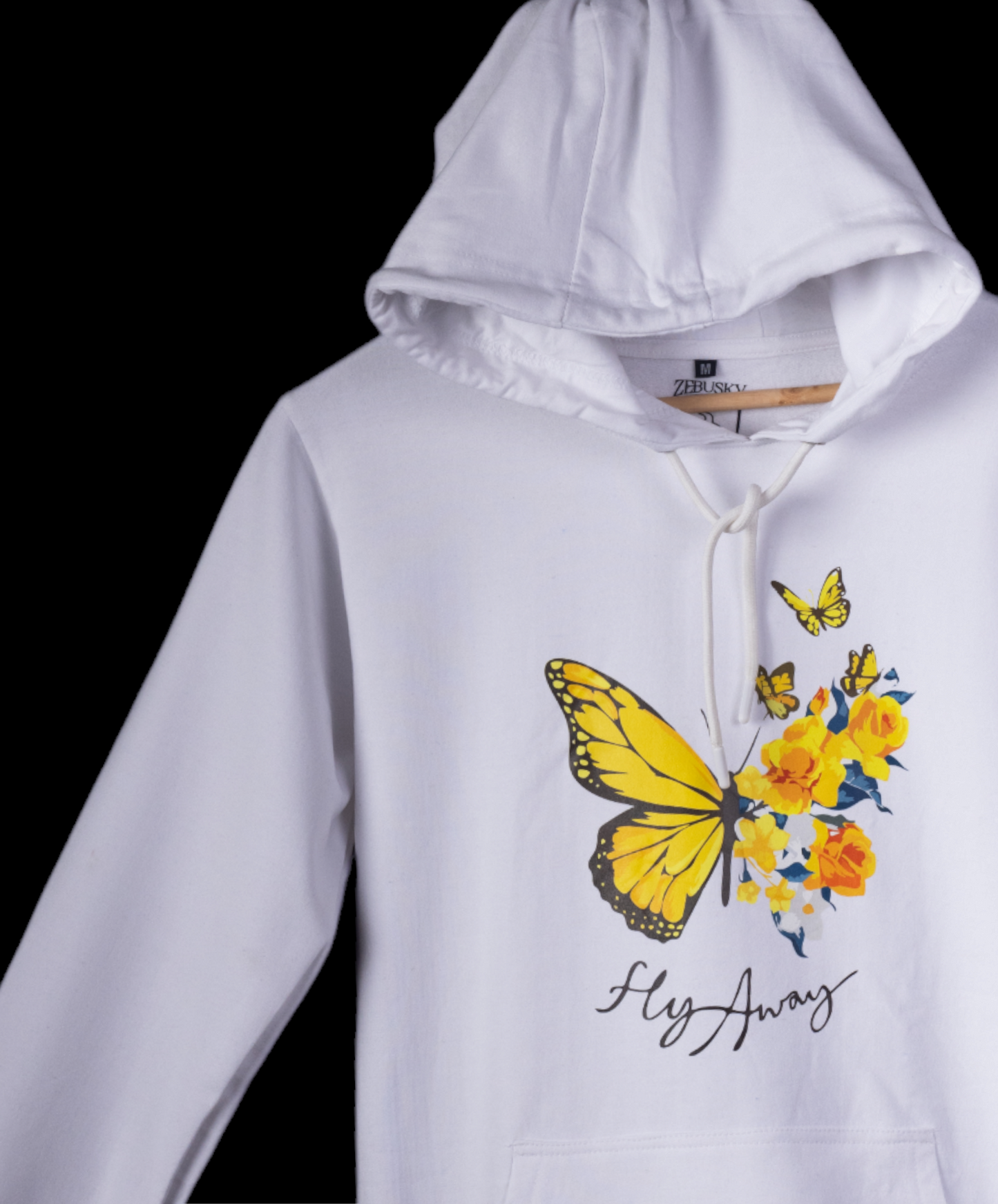 Fly Away – Butterfly Women’s Printed Hoodie in White