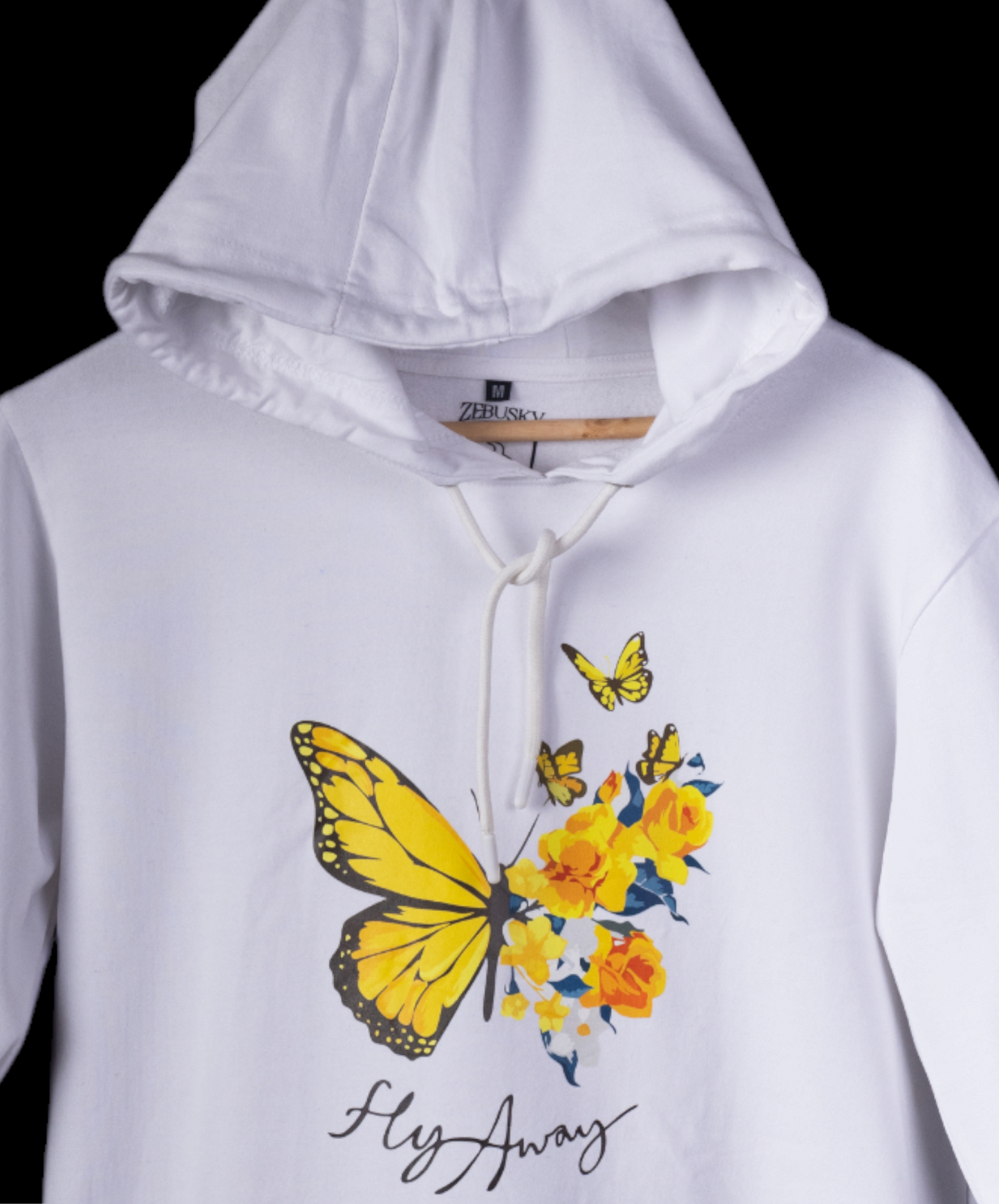 Fly Away – Butterfly Women’s Printed Hoodie in White