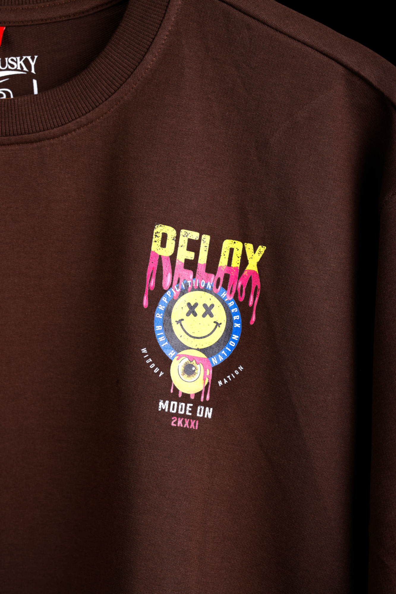 Relax Men’s & Women’s Printed Oversized T-shirt in Brown