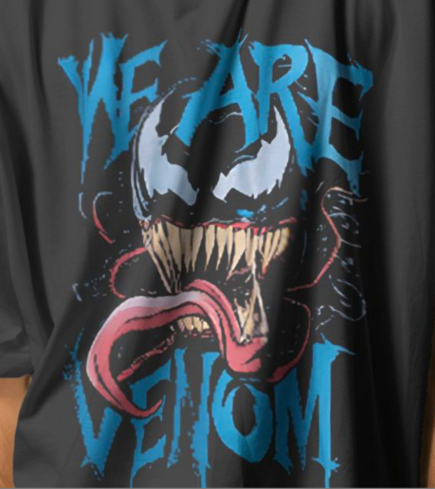 Venom We Are - Printed Oversized T-shirt in Black