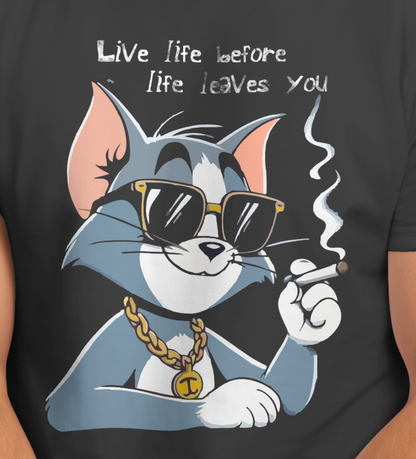 Live Your Life Printed T-shirt in Black