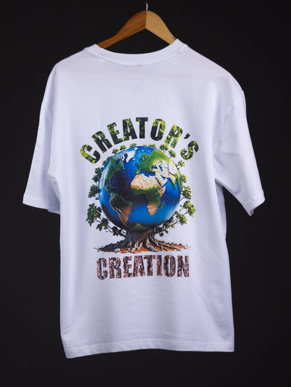 Creator’s Creation White Printed Oversized T-Shirt