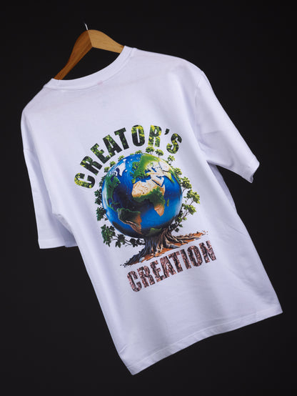 Creator’s Creation White Printed Oversized T-Shirt