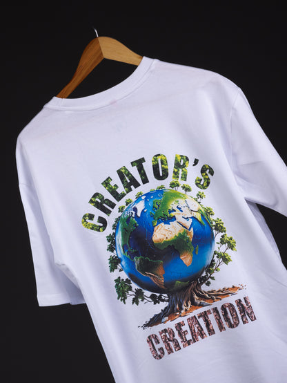 Creator’s Creation White Printed Oversized T-Shirt