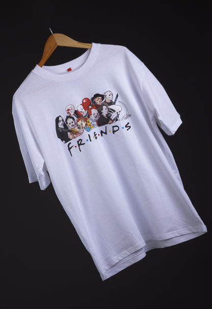 Friend’s Men’s & Women’s Printed Oversized T-shirt in White