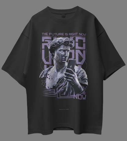 Future Now Printed Oversized T-shirt in Black