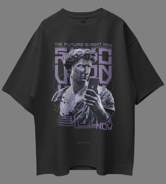 Future Now Printed Oversized T-shirt in Black