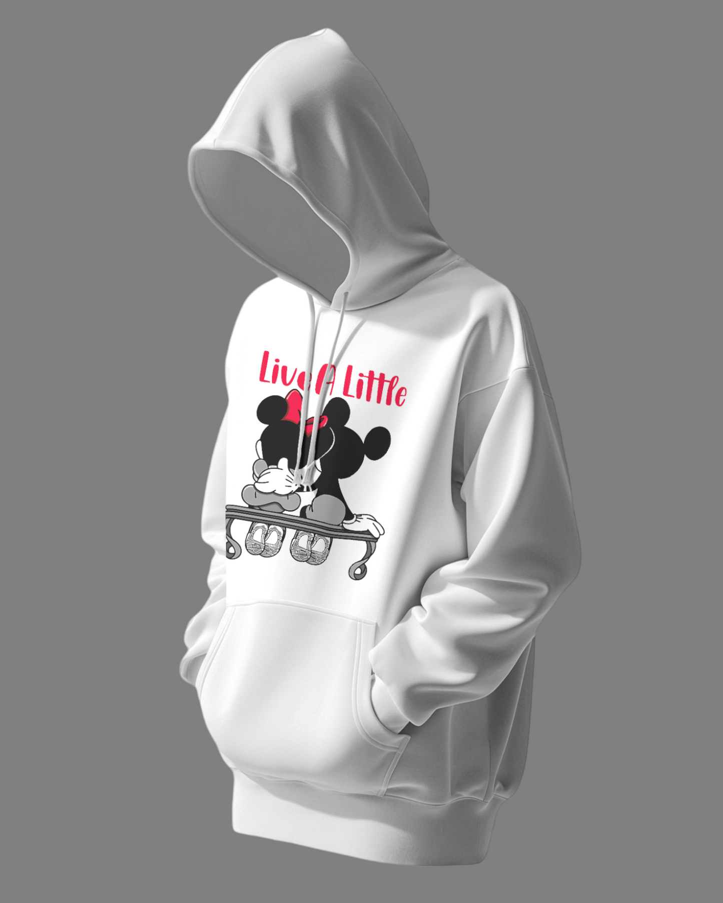 Live A Little Women’s Printed Hoodie in White