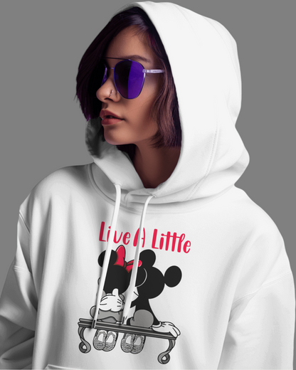 Live A Little Women’s Printed Hoodie in White