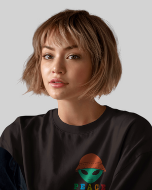 Alien Peace Printed Oversized T-shirt