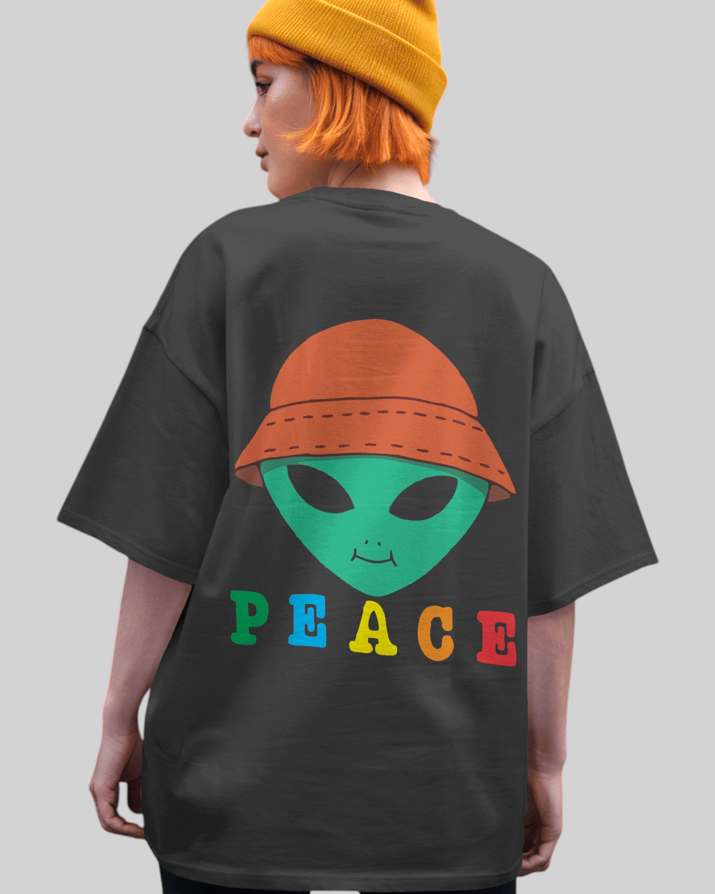 Alien Peace Printed Oversized T-shirt