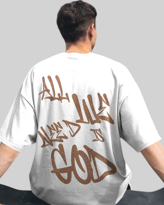 We Need God Printed Oversized T-shirt