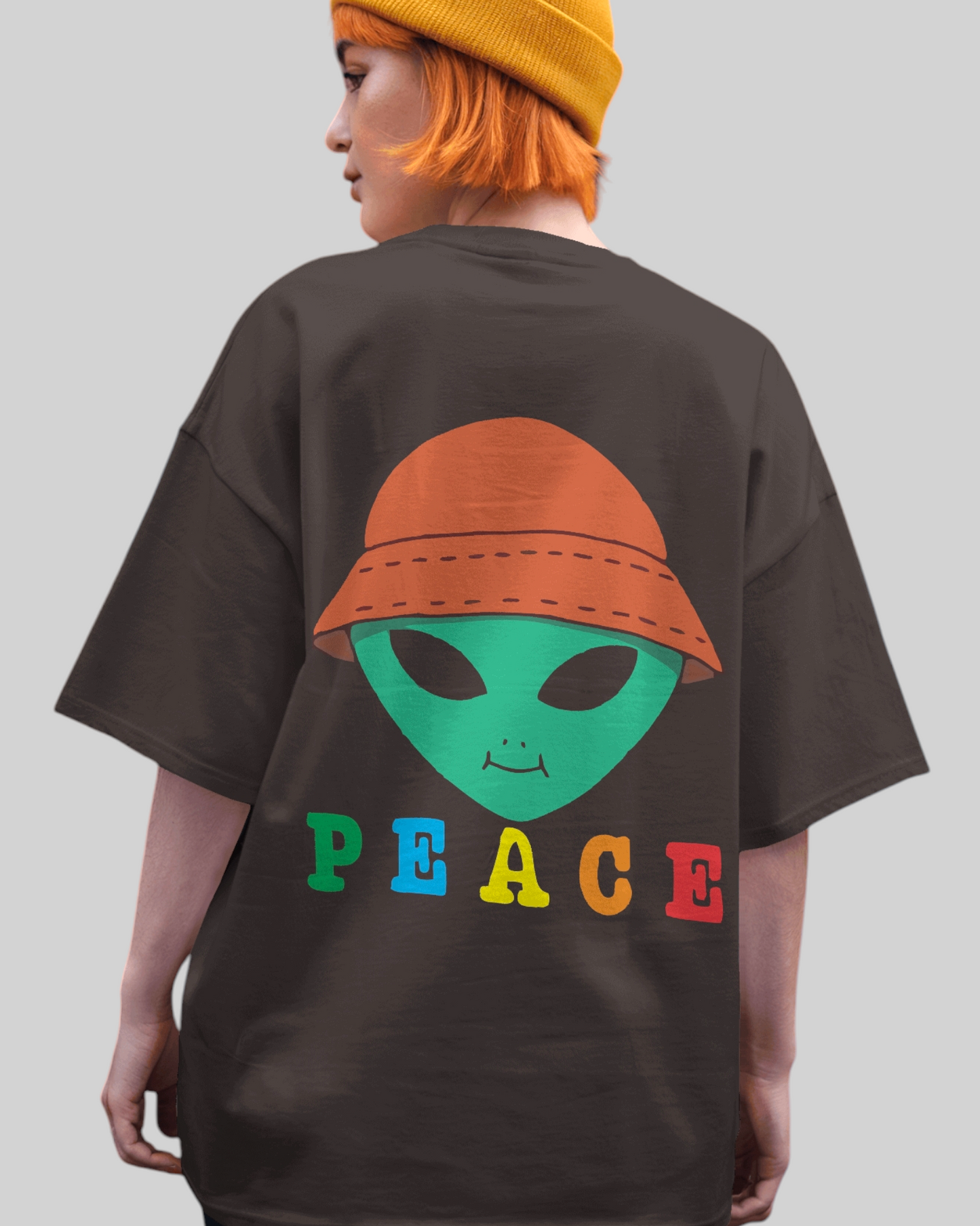 Alien Peace Printed Oversized T-shirt