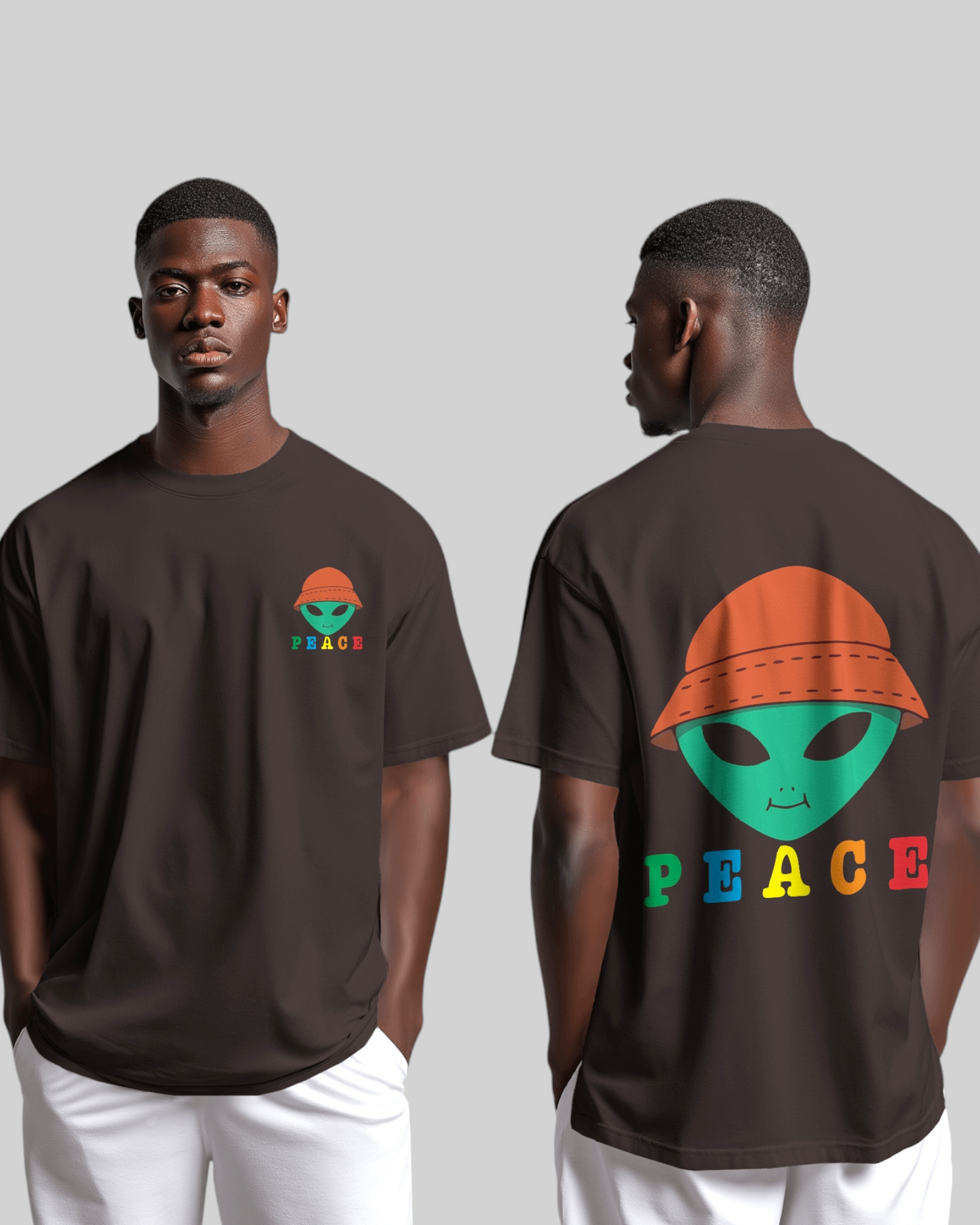 Alien Peace Printed Oversized T-shirt