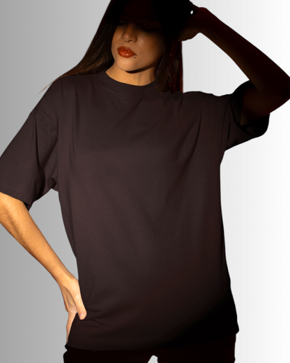 Brown Cotton Oversized T-shirt Unisex