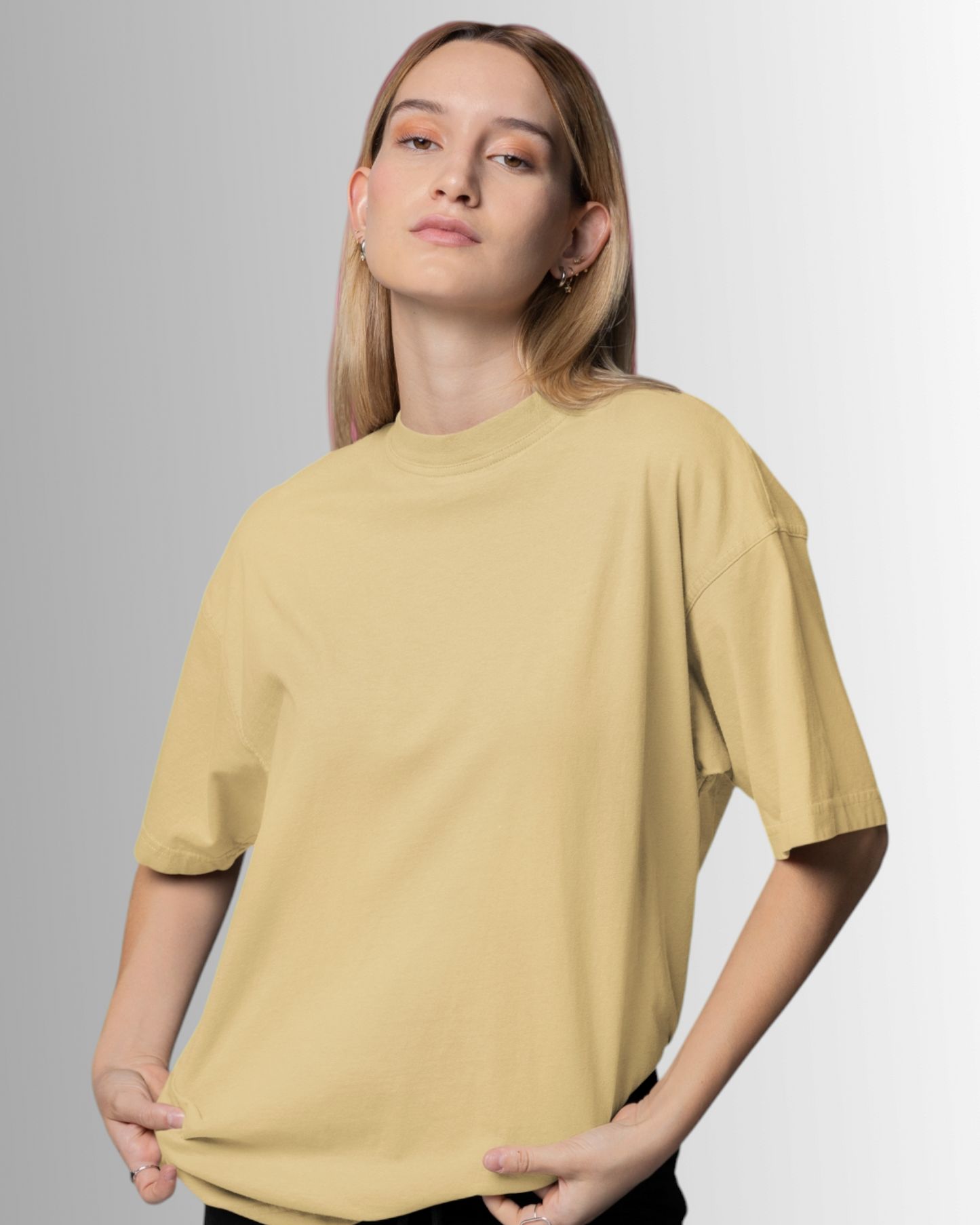 Beige Cotton Oversized T-shirt Unisex