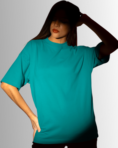 Teal Cotton Oversized T-shirt Unisex