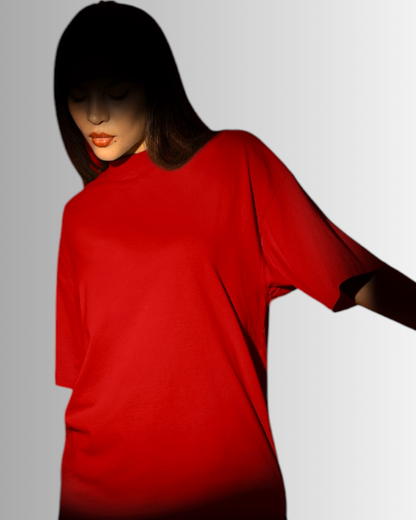 Red Cotton Oversized T-shirt Unisex