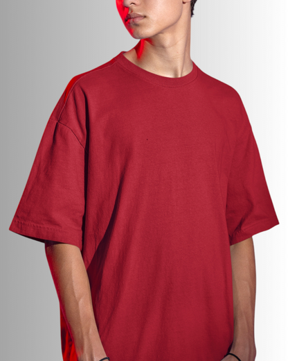 Red Cotton Oversized T-shirt Unisex