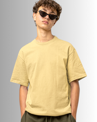 Beige Cotton Oversized T-shirt Unisex