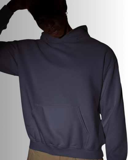 Navy Blue Cotton Hoodie Men's