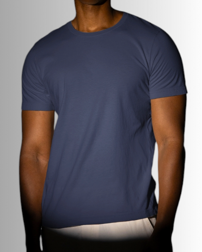 Navy Blue Cotton T-shirt Men's