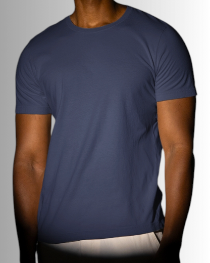 Navy Blue Cotton T-shirt Men's