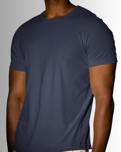 Navy Blue Cotton T-shirt Men's