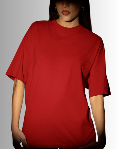 Red Cotton Oversized T-shirt Unisex