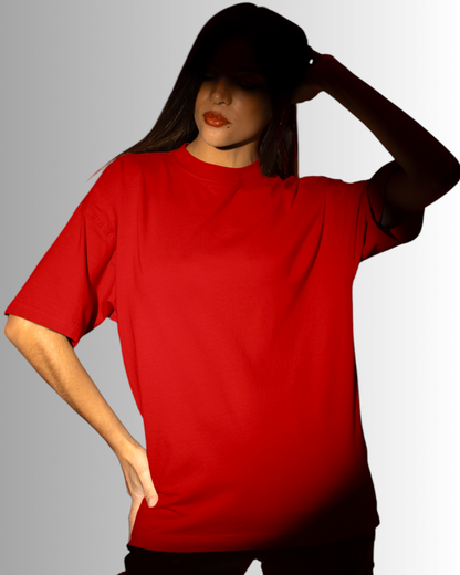 Red Cotton Oversized T-shirt Unisex