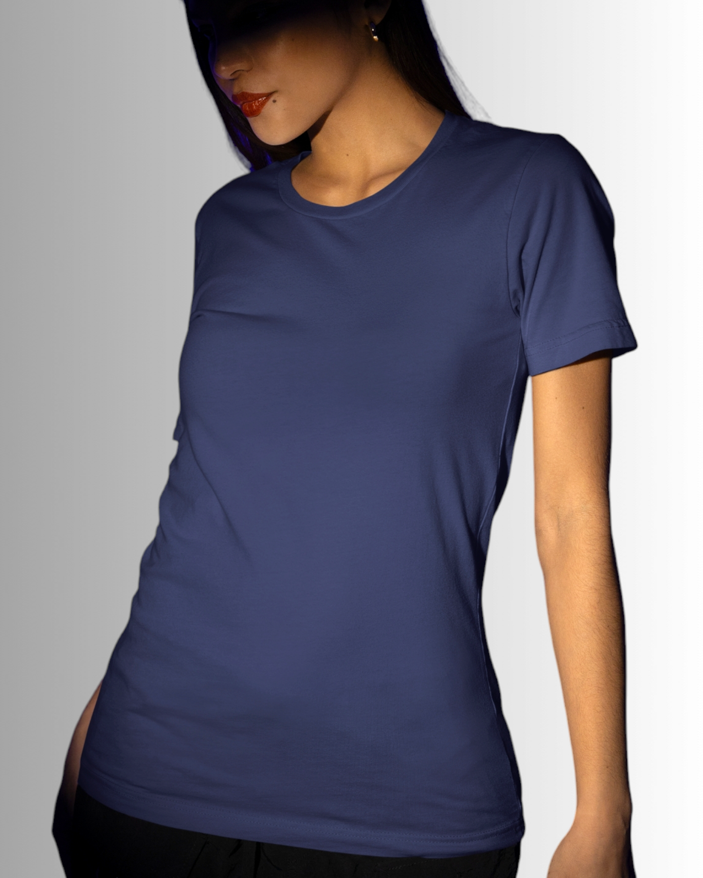 Navy Blue Cotton T-shirt Women's