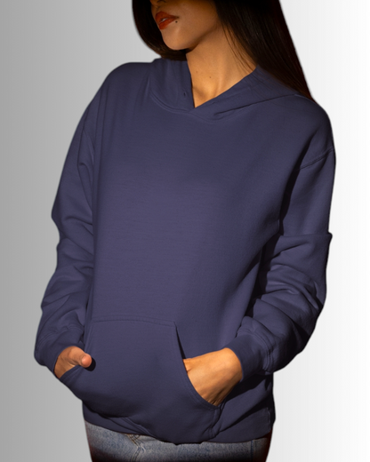 Navy Blue Cotton Hoodie Women's