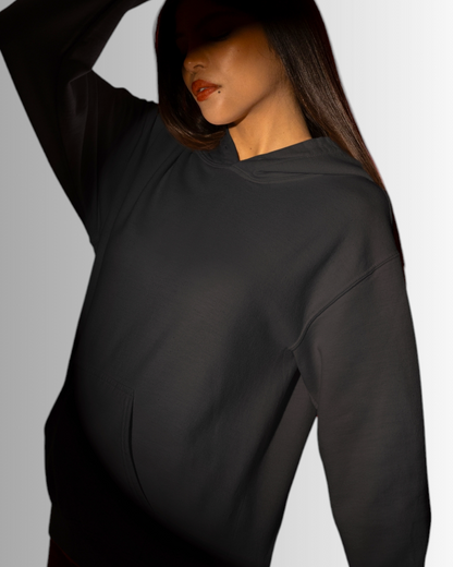 Black Cotton Hoodie Women's