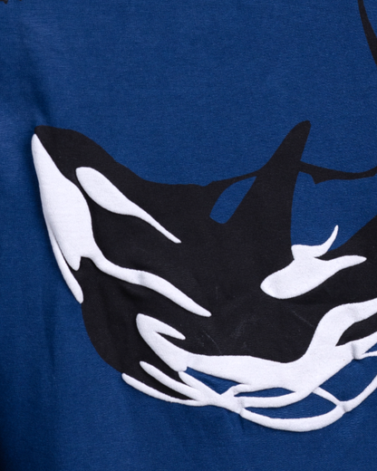 ATLANTIC HUNTER: Navy Blue T-shirt with 3D Orca Puff Print