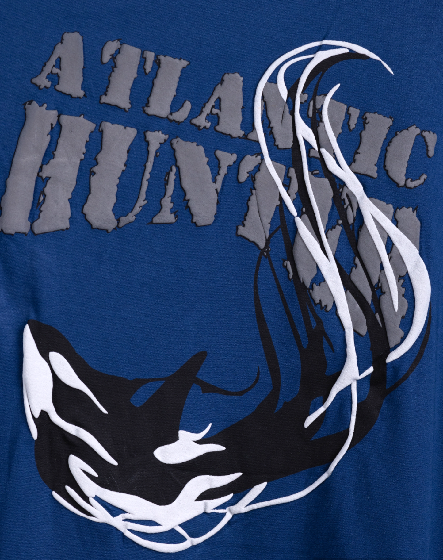 ATLANTIC HUNTER: Navy Blue T-shirt with 3D Orca Puff Print