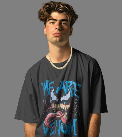 Venom We Are - Printed Oversized T-shirt in Black