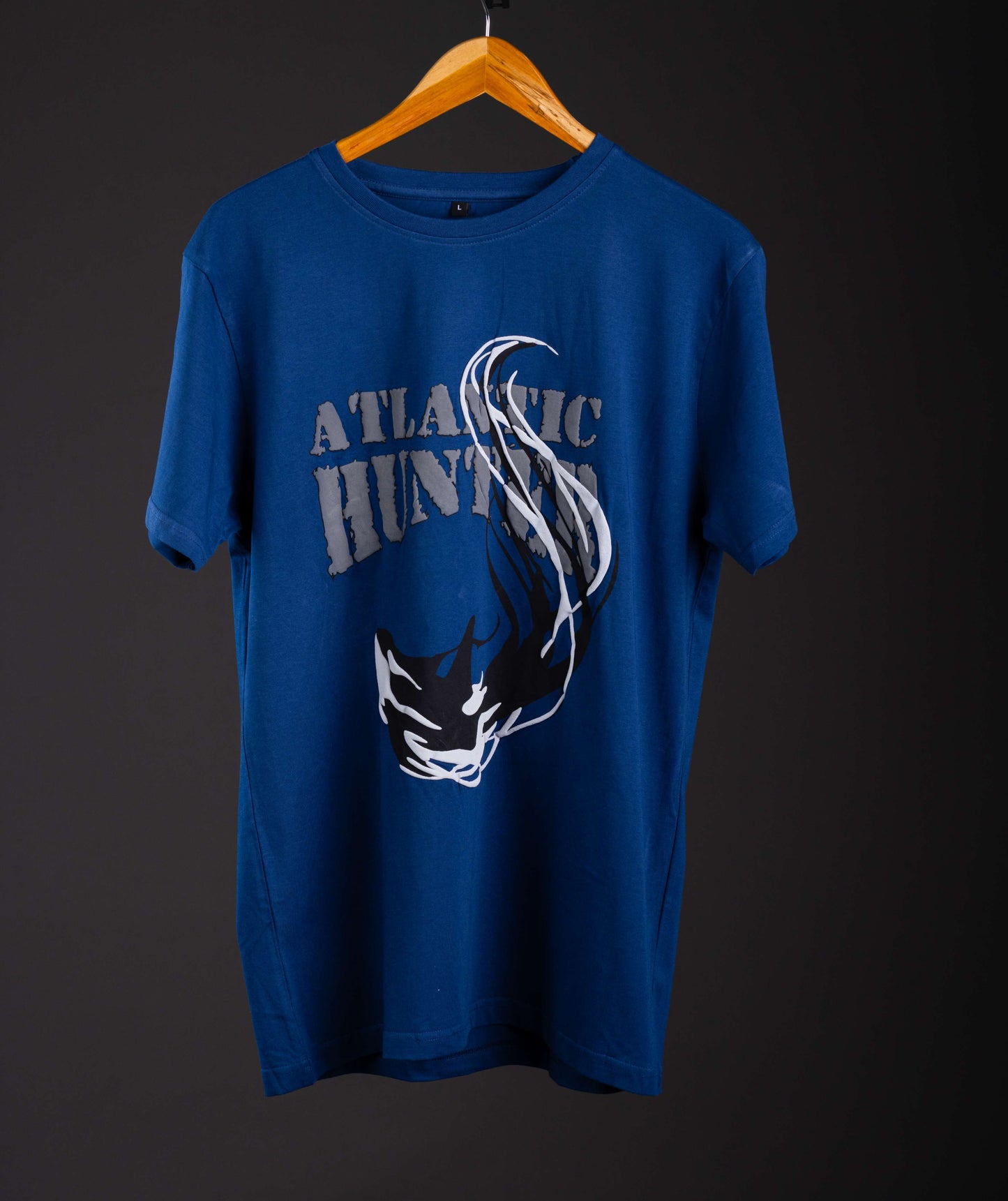 ATLANTIC HUNTER: Navy Blue T-shirt with 3D Orca Puff Print